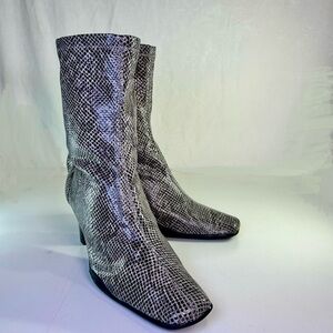 Aerosoles Snake Print Chunky Block Heel Mid-Calf Y2K Boots Size 9.5B